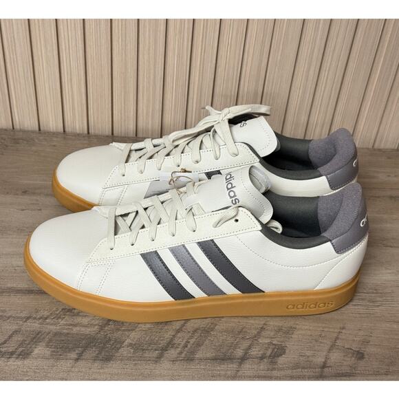 Adidas Grand Court 2.0 Men’s Court Sneaker White/Grey Size 13 - JH8688 - Picture 3 of 12